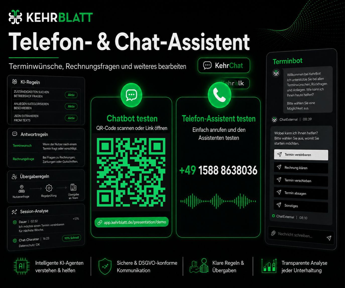 Telefon-KI und Chatbot für Schornsteinfeger | KehrBlatt