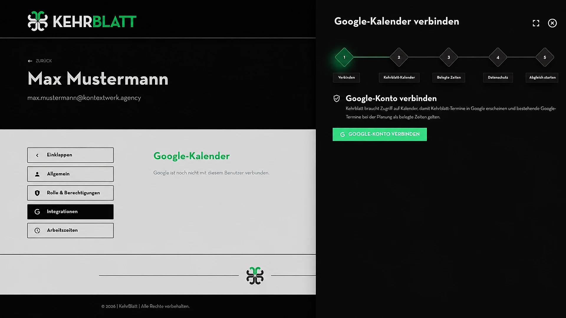 Google-Konto mit KehrBlatt verbinden