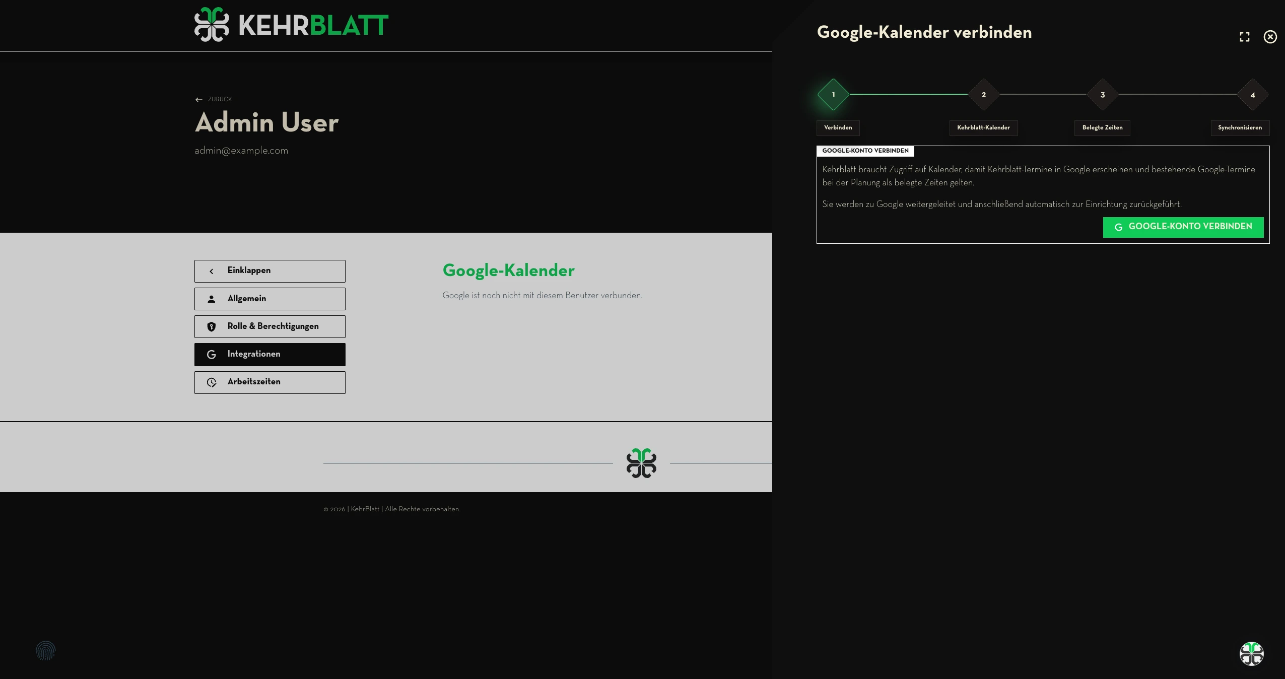 Google-Konto mit KehrBlatt verbinden