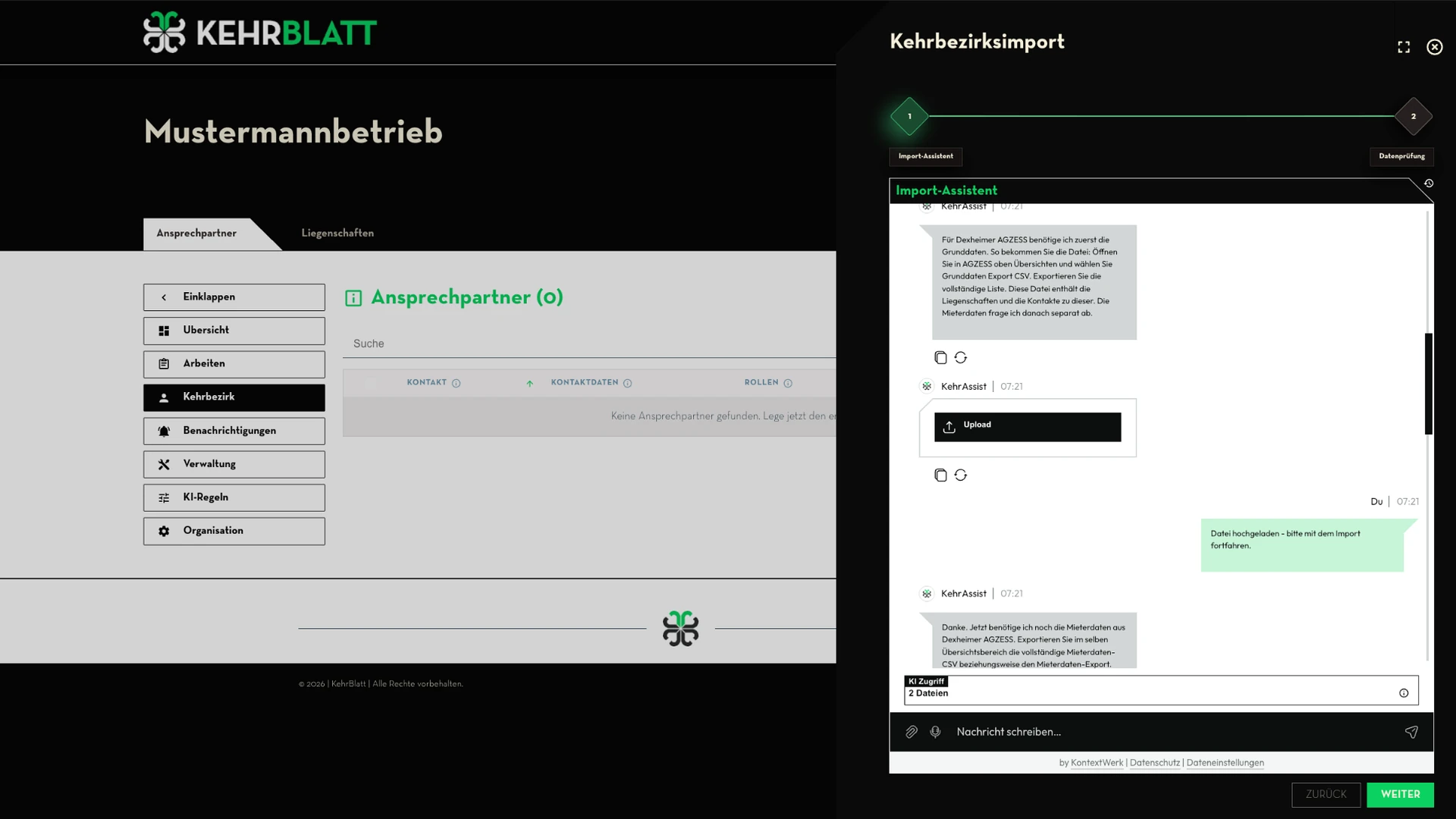 Import-Assistent: Datei hochladen