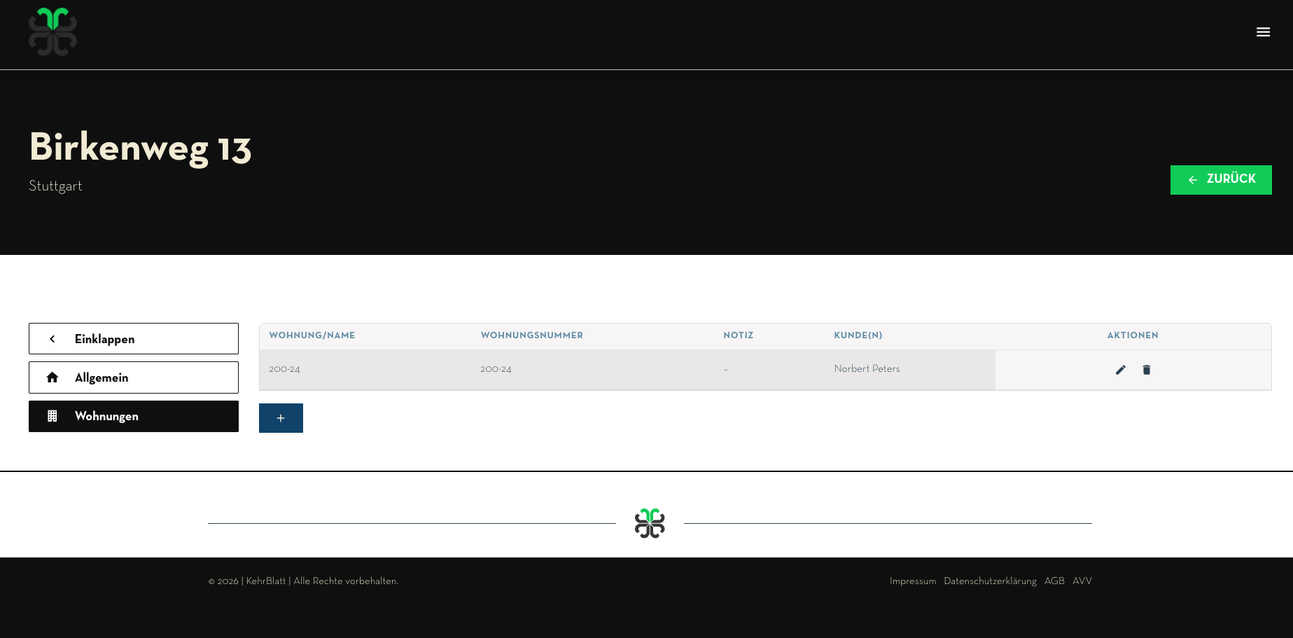 Objektdetails: Adresse mit zugehörigen Wohneinheiten